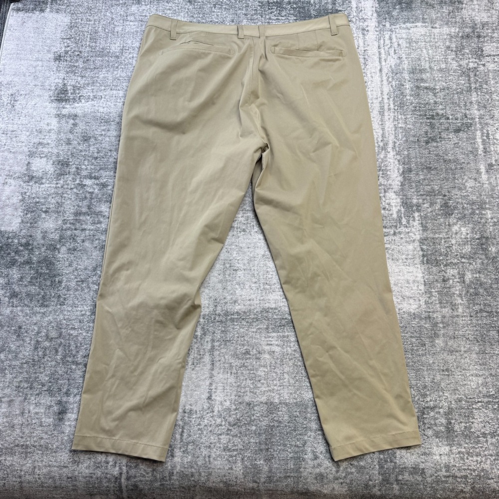 Rhone Commuter Pants Mens 38x27 Khaki Slim Fit Performance Chino Office Golf - Picture 6 of 10